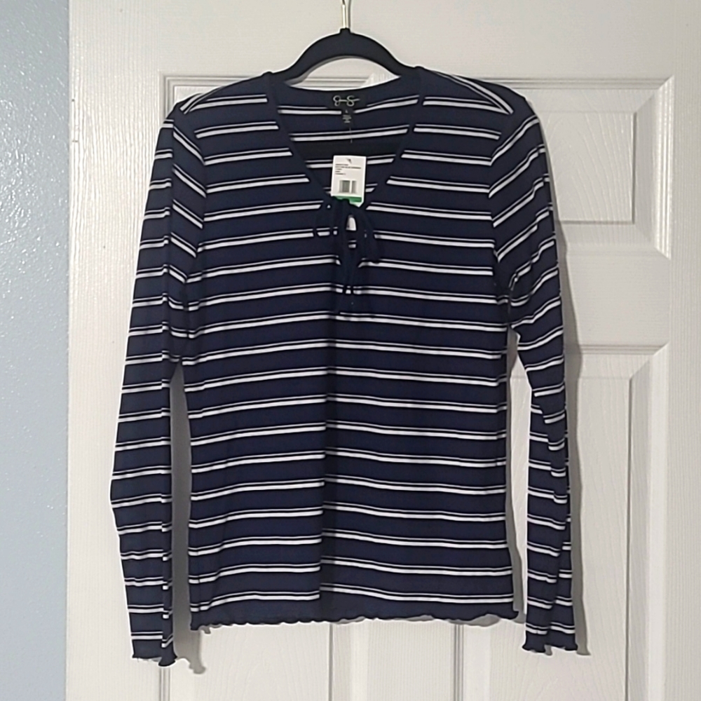 Jessica Simpson Women's Esme Ribbed Long Sleeve Knit Top L
